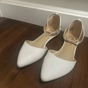 Dream Pairs White Glitter Flats